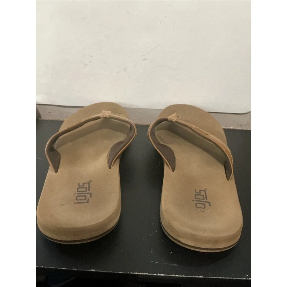 Flojos Ryan Men's Two Tone Strap Tan Flip Flops Sandal Brown 12 1/8 Inch Long